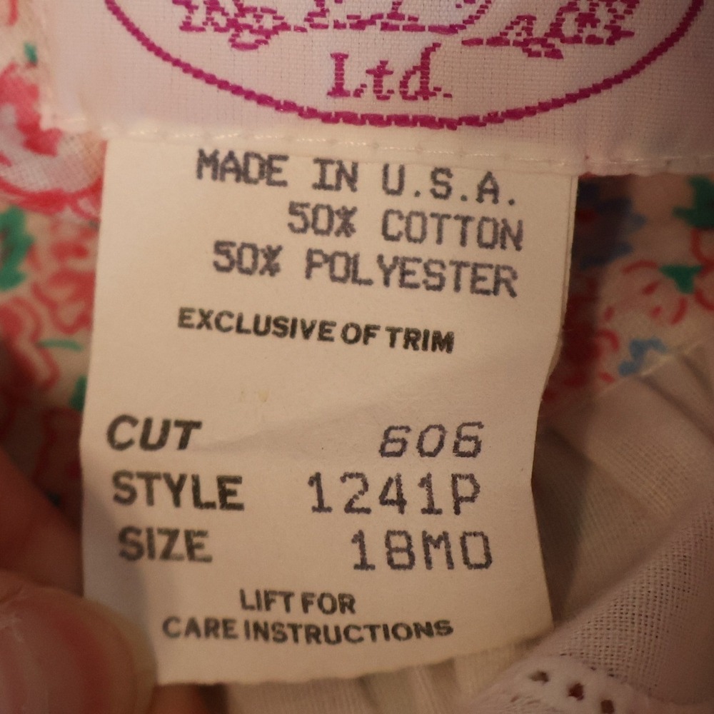 Vintage Plum Pudding Toddler Dress Girls Size 18M Floral Lace Easter Cottage USA - Picture 7 of 9